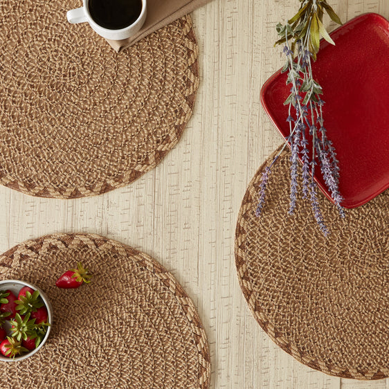 Natural-Lattice-Woven-Polyester-Round-Placemats,-Set-of-6-Placemats