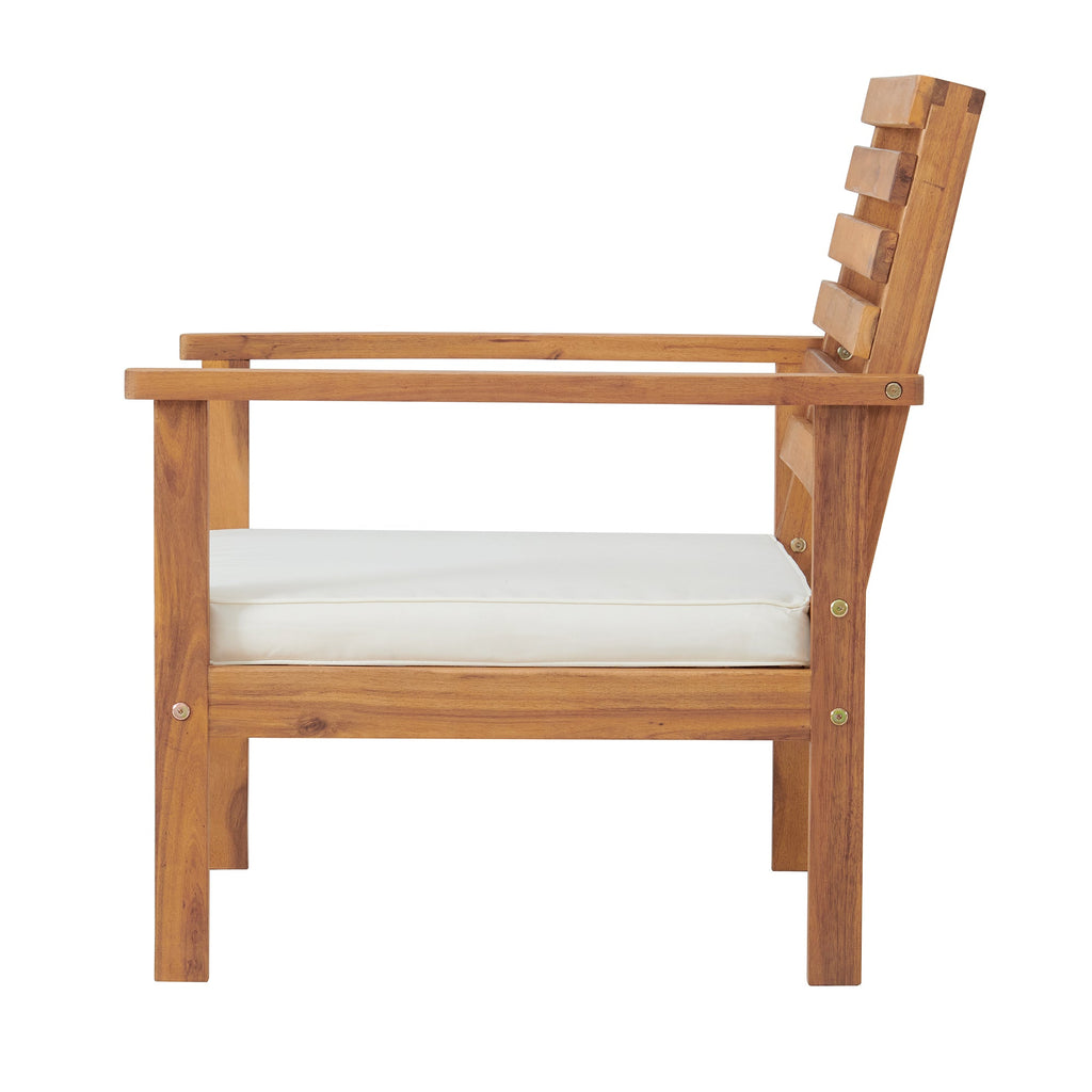 Natural Orwell Outdoor Acacia Wood Chairs with Cushions, Set of 2 - Outdoor Seating