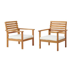 Natural Orwell Outdoor Acacia Wood Chairs with Cushions, Set of 2 - Outdoor Seating