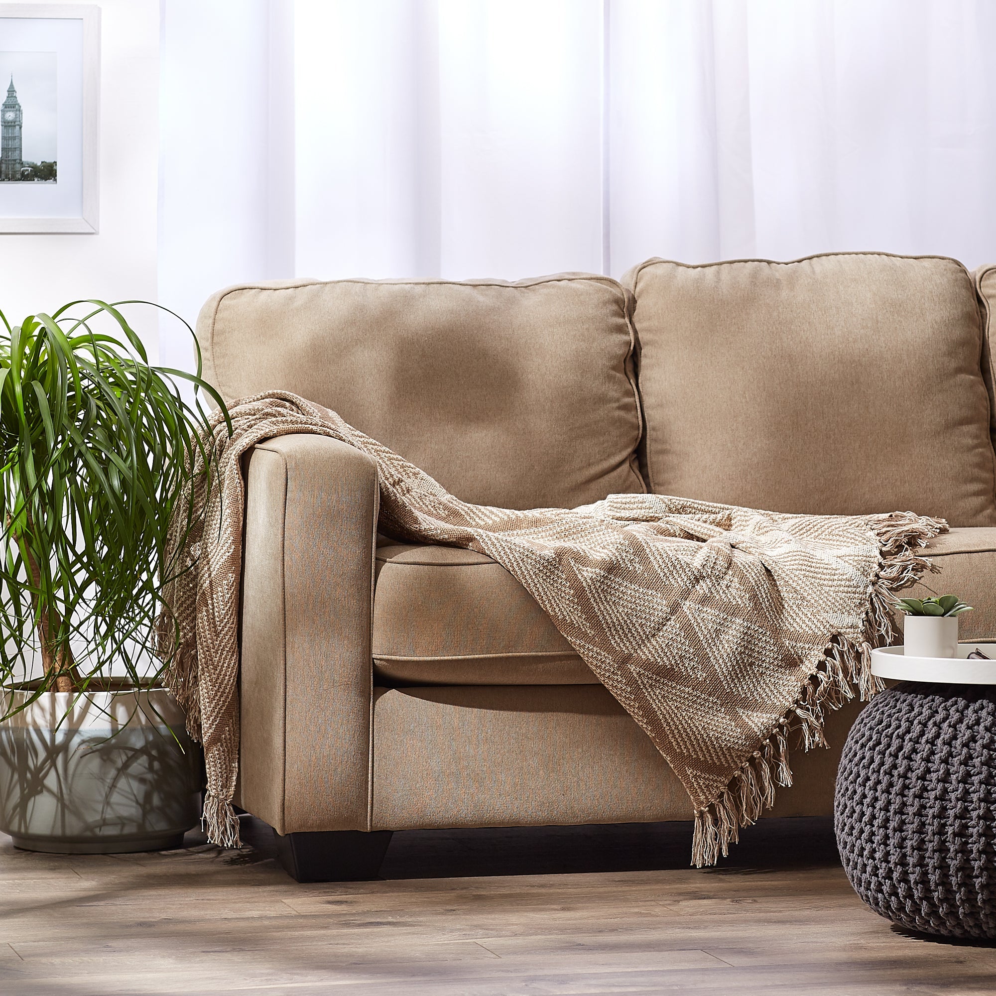Natural Tone Multi Diamond Throw - Throw Blankets