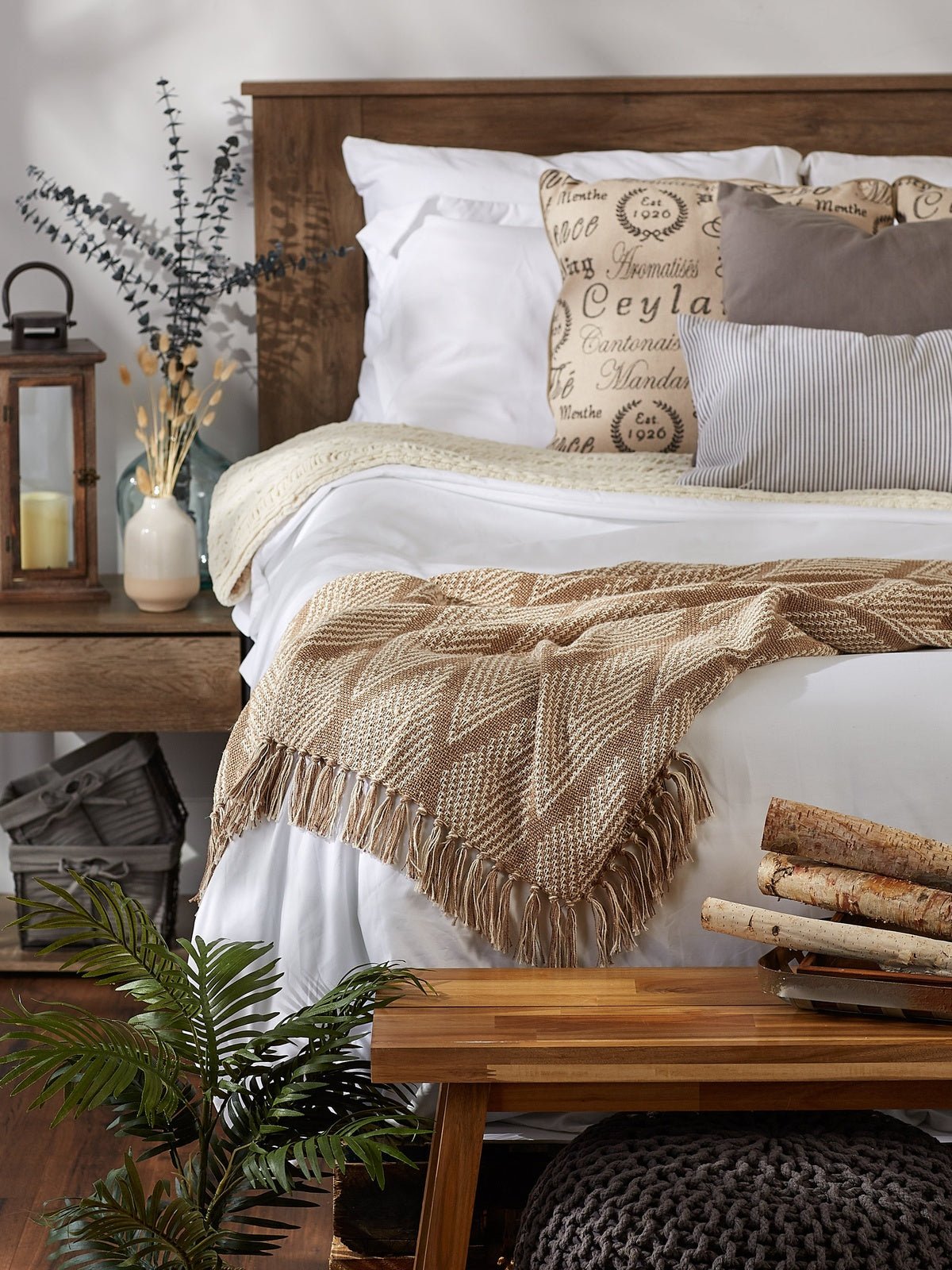 Natural Tone Multi Diamond Throw - Throw Blankets