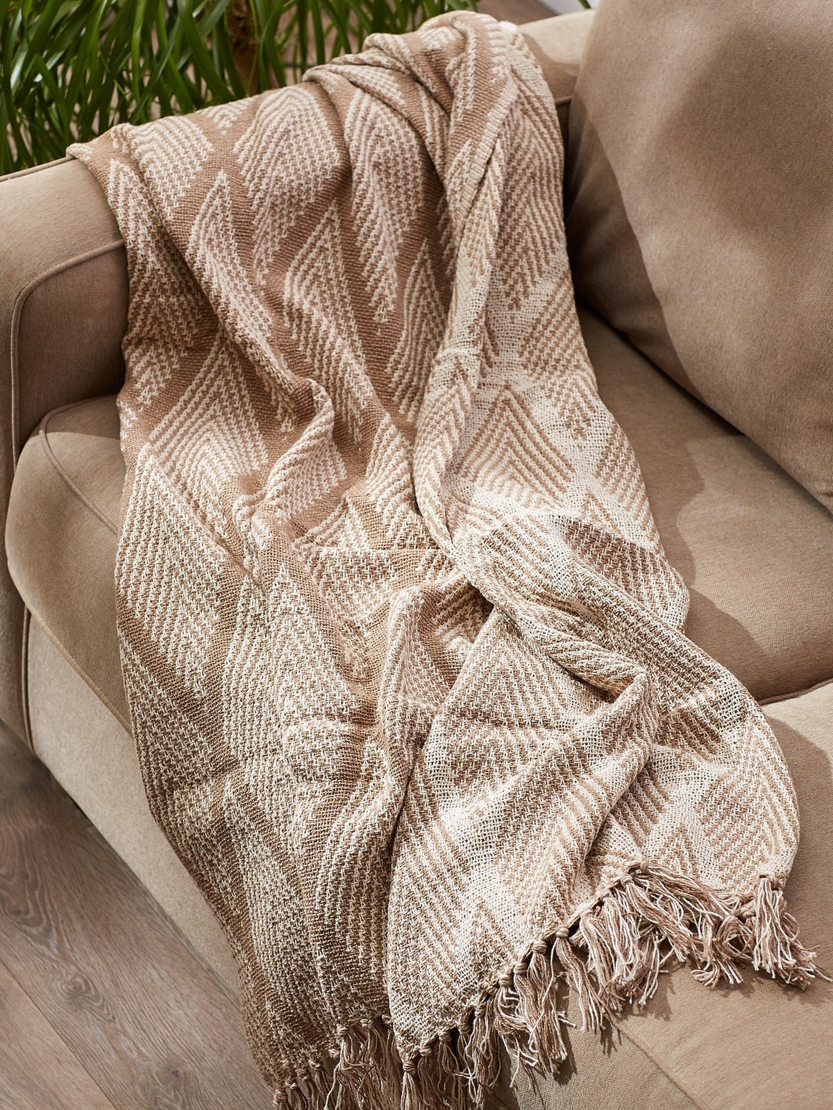 Natural Tone Multi Diamond Throw - Throw Blankets