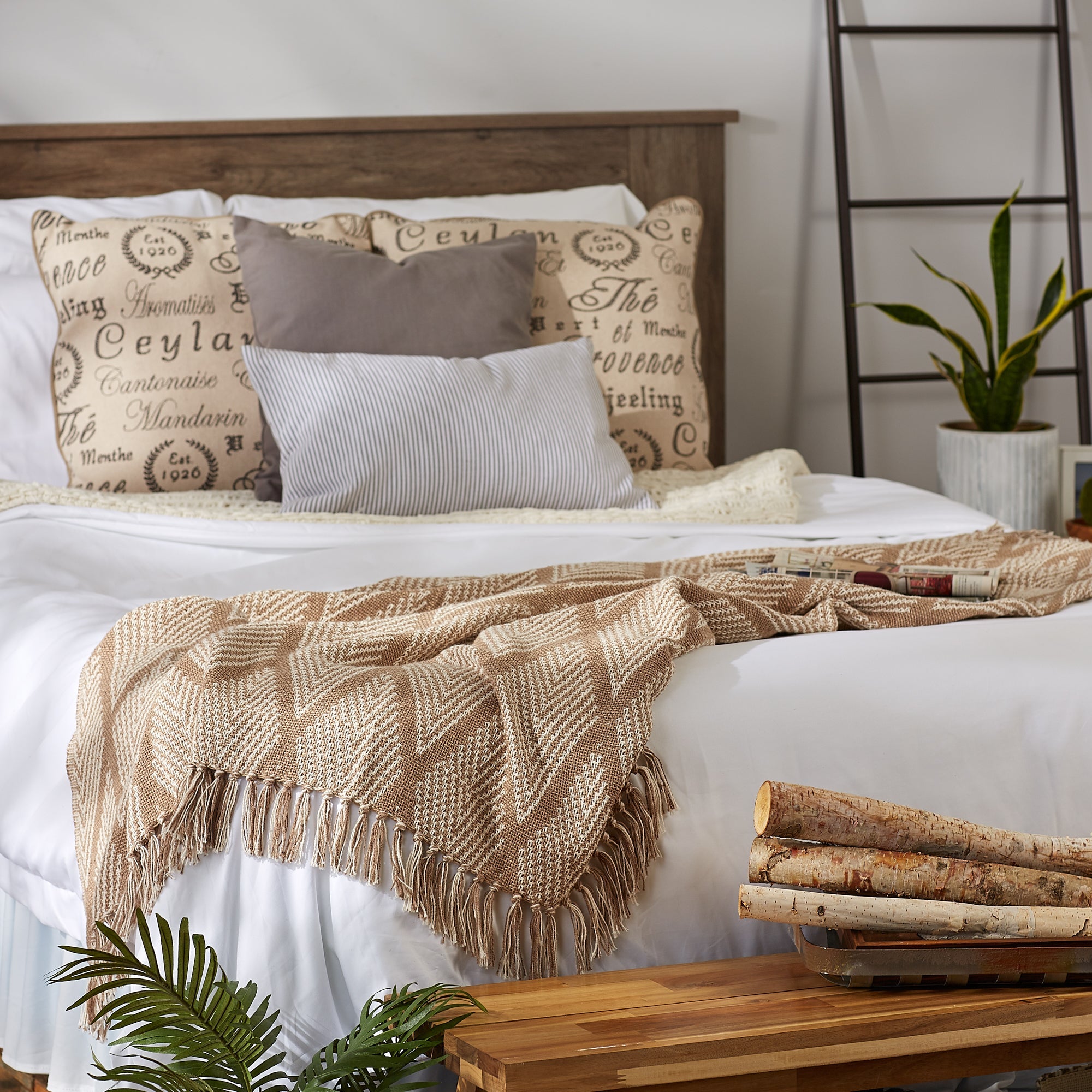 Natural Tone Multi Diamond Throw - Throw Blankets