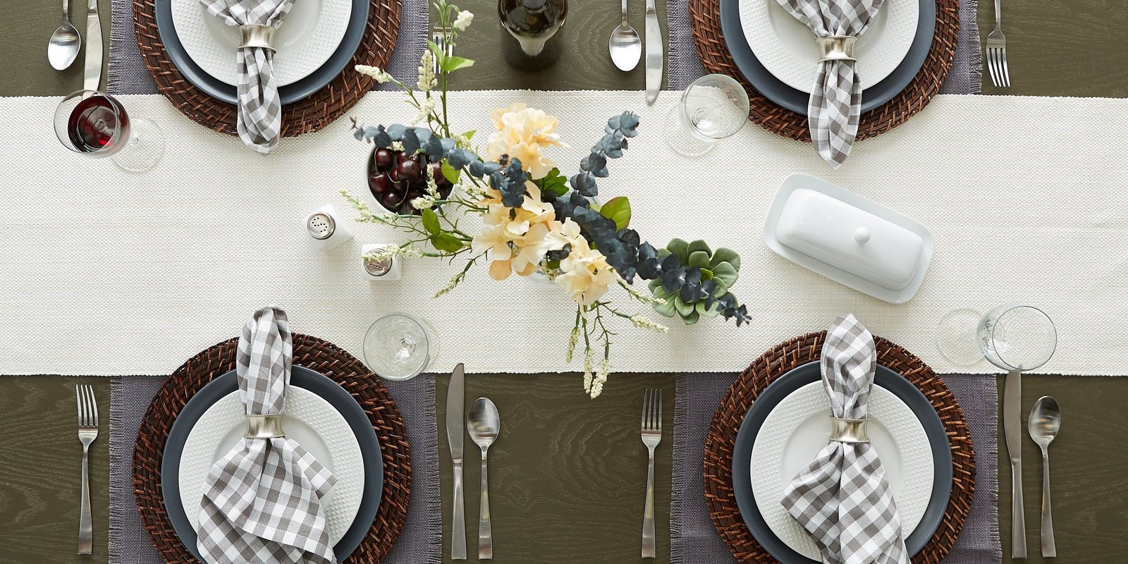 Natural Variegated Fringe Table Runner 13x108 - Table Runners