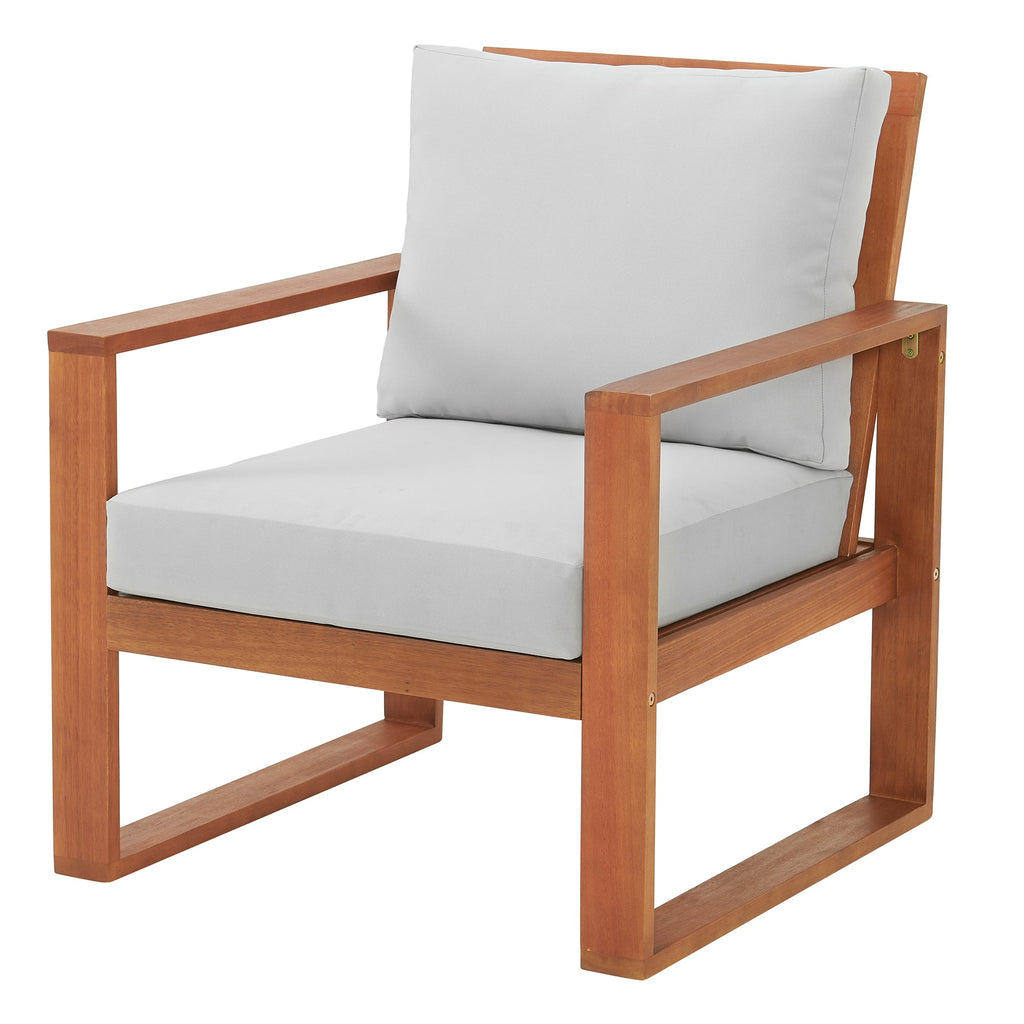 Natural Weston Eucalyptus Wood 3-piece Conversation Set with a Set of 2 Chairs and Cocktail Table - Outdoor Seating