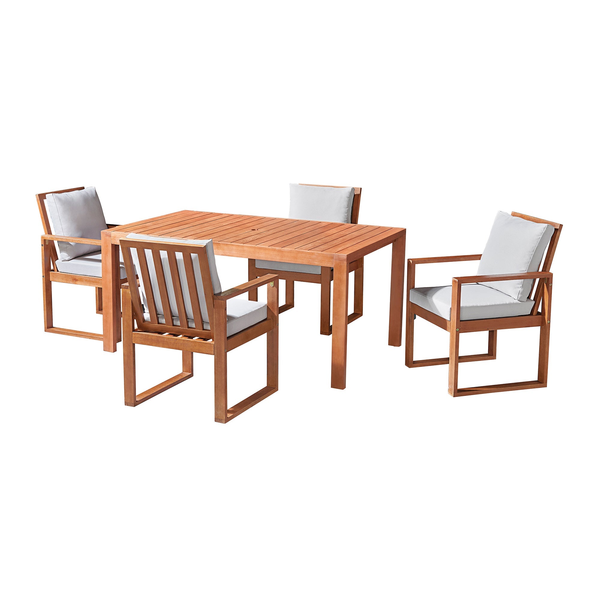 Natural-Weston-Eucalyptus-Wood-Outdoor-Dining-Table-with-4-Dining-Chairs,-Set-of-5-Outdoor-Dining