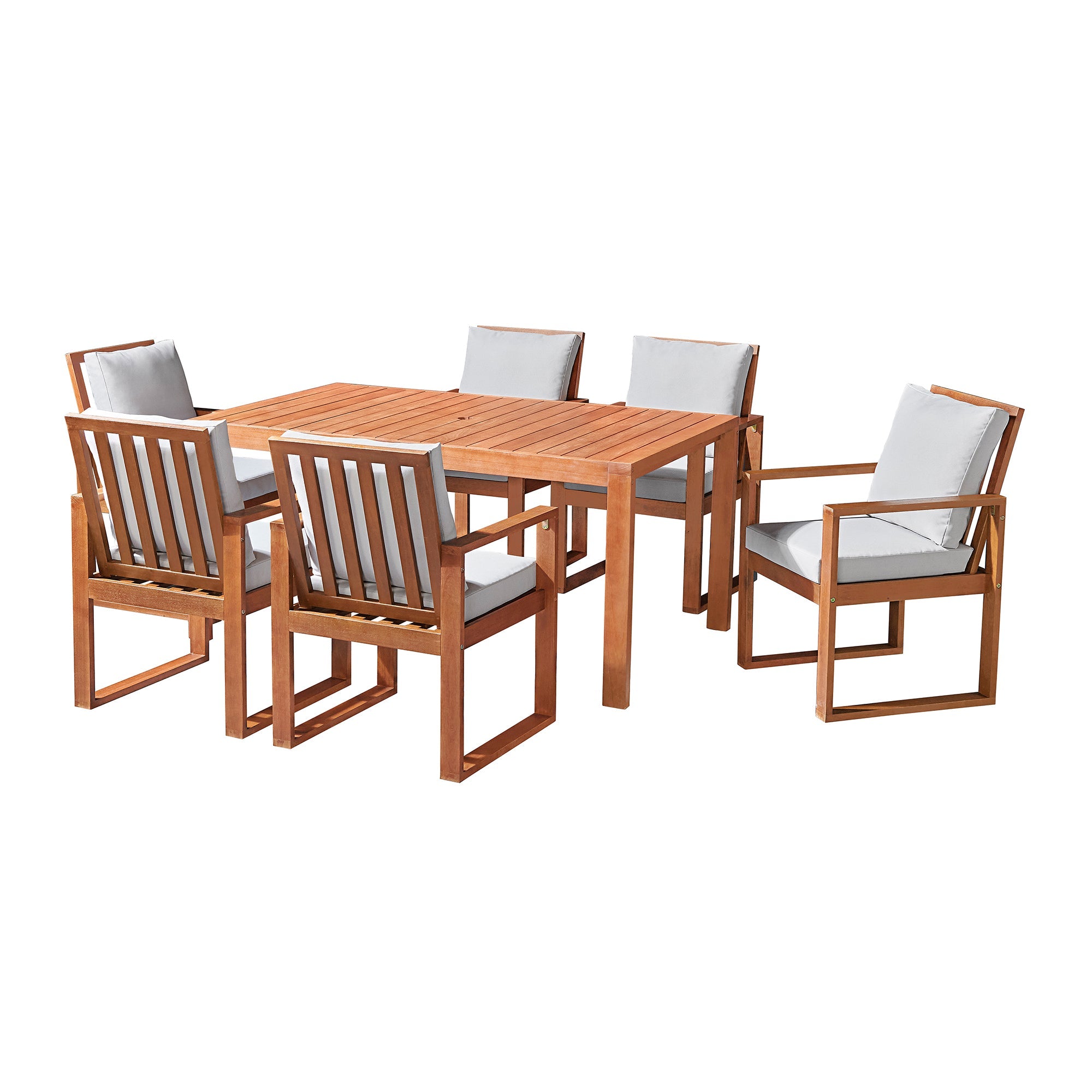 Natural-Weston-Eucalyptus-Wood-Outdoor-Dining-Table-with-6-Dining-Chairs,-Set-of-7-Outdoor-Dining