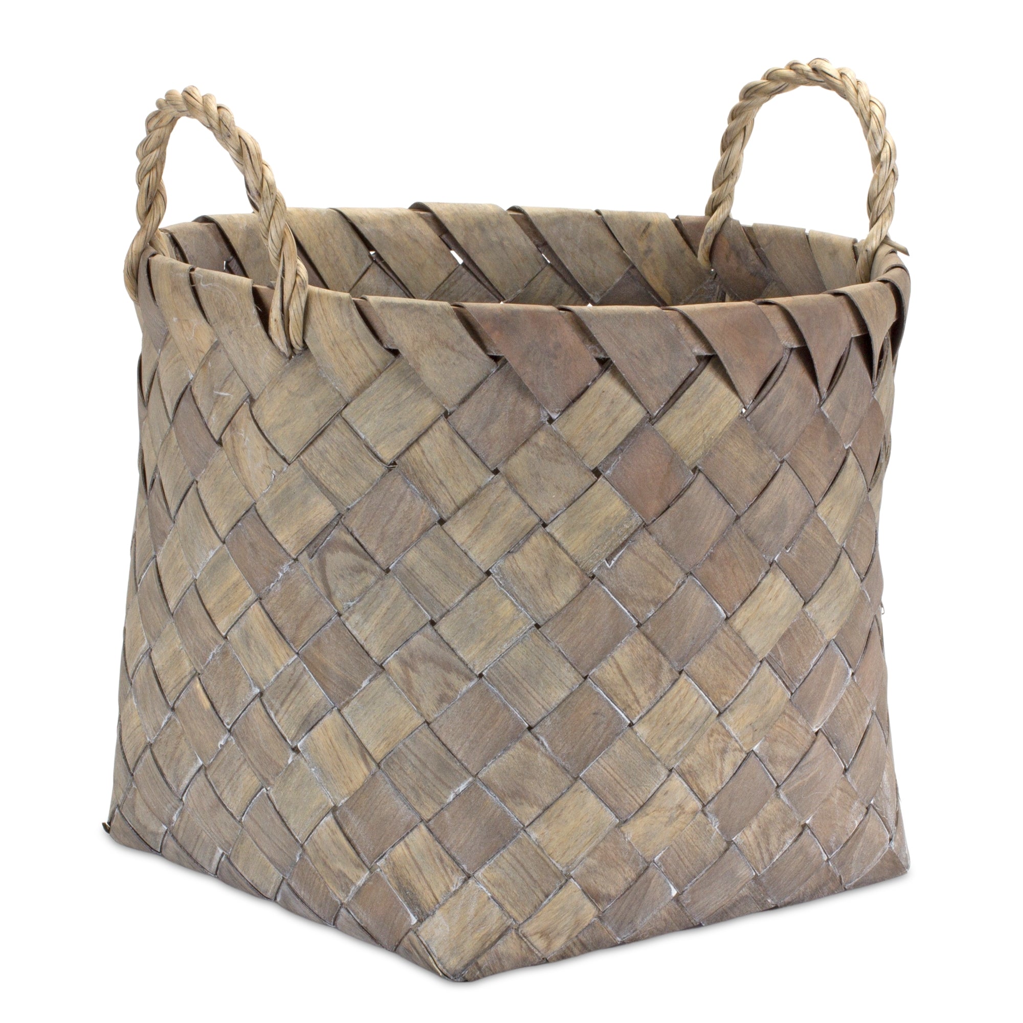 Natural Woven Wicker Basket with Handles (Set of 3) - Decor