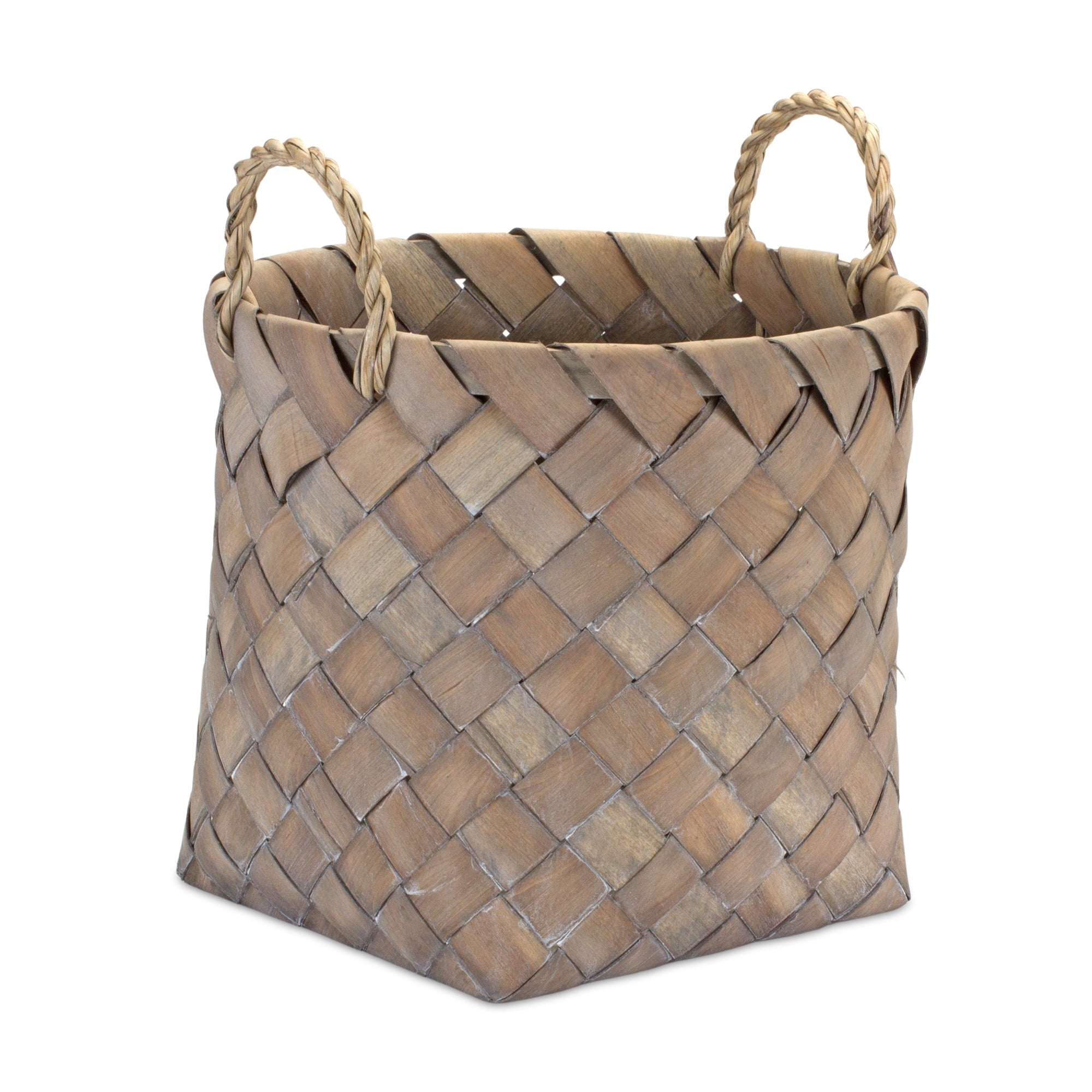 Natural Woven Wicker Basket with Handles (Set of 3) - Decor
