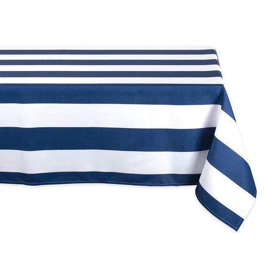 Nautical Blue Cabana Stripe Outdoor Tablecloth 60x84 - Tablecloths