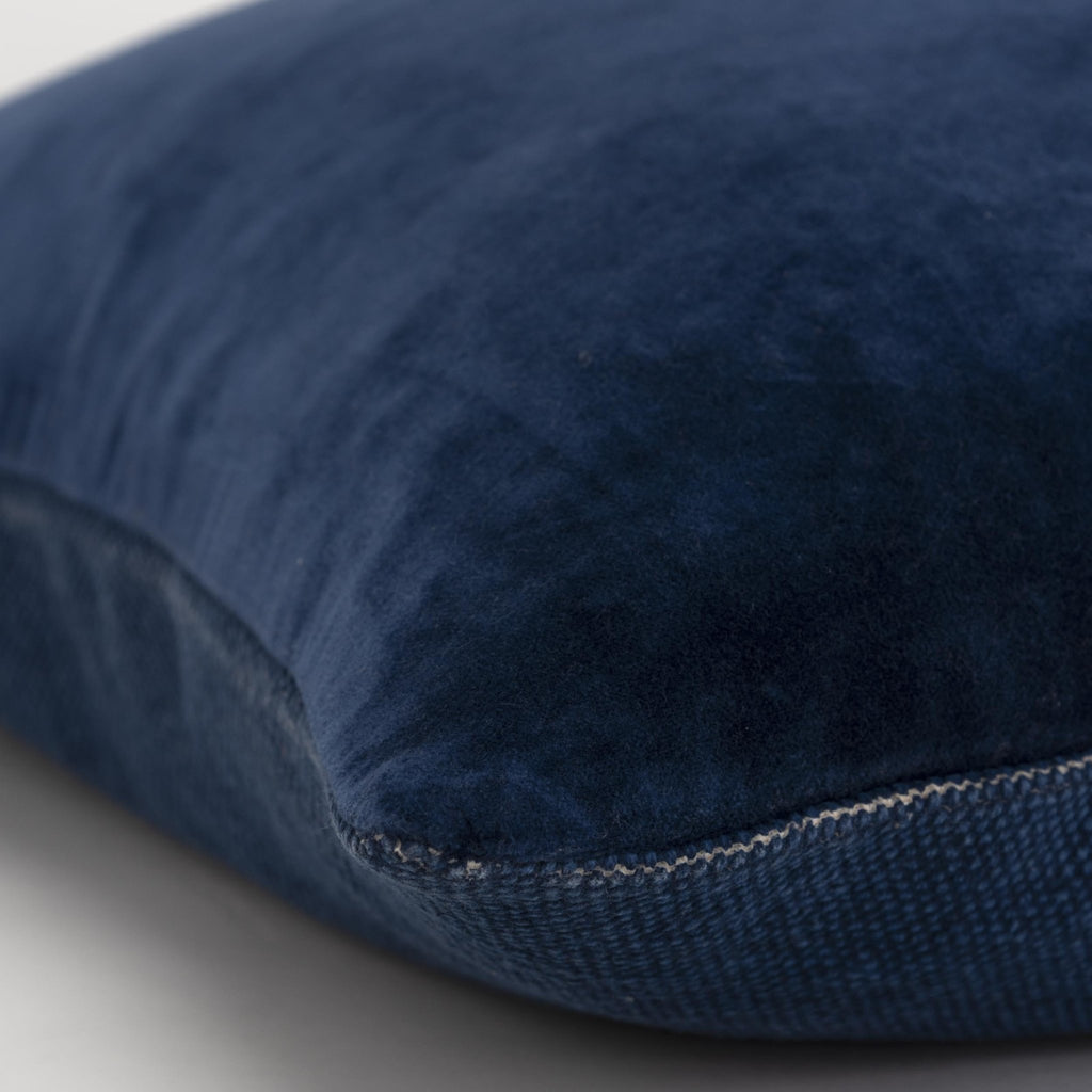 Navy Blue Velvet Woven Decorative Throw Pillow - Decorative Pillows