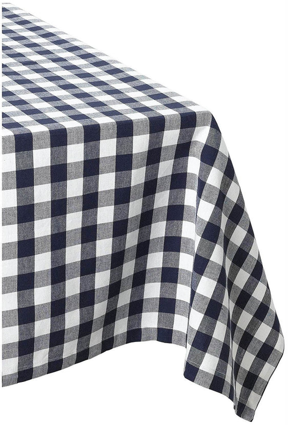 Navy& Off-White Checkers Tablecloth 60x84 - Tablecloths