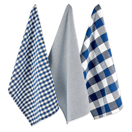 Navy & Off-White Dishtowel Set of 3 - Dish Towels