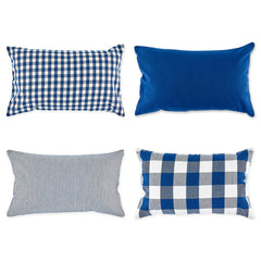 Navy/off White LumbarPillow Covers 12x20, Set of 4 - Pillow Covers