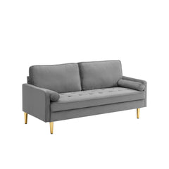Nestle Modern Upholstered Velvet Loveseat with Golden Metal Legs - Sofas