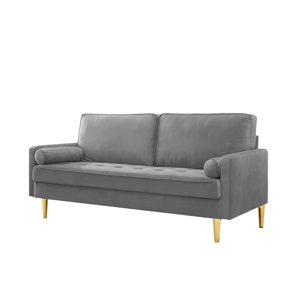 Nestle Modern Upholstered Velvet Loveseat with Golden Metal Legs - Sofas