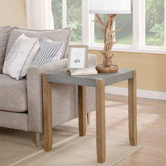Newport 21" Square Faux Concrete and Wood End Table - End Tables