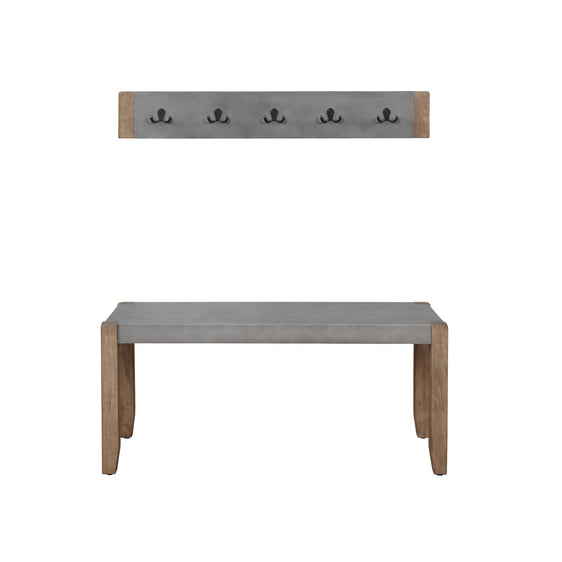 Newport 40" Coat Hook and Faux Concrete Bench Set - Benches