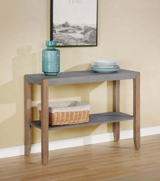 Newport 40"L Faux Concrete and Wood Sofa/TV Console Table with Shelf - Consoles