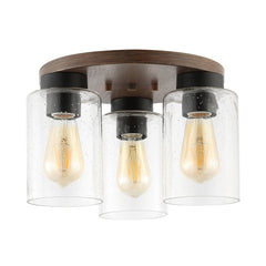 Nola Light Bohemian Farmhouse Iron/Seeded Glass LED Semi Flush Mount - Ceiling Lights