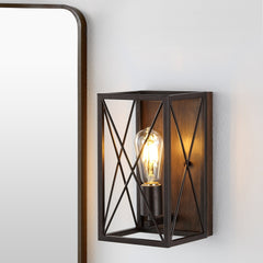 Norris XFrame Light Farmhouse Rustic Iron LED Sconce - Wall Sconce