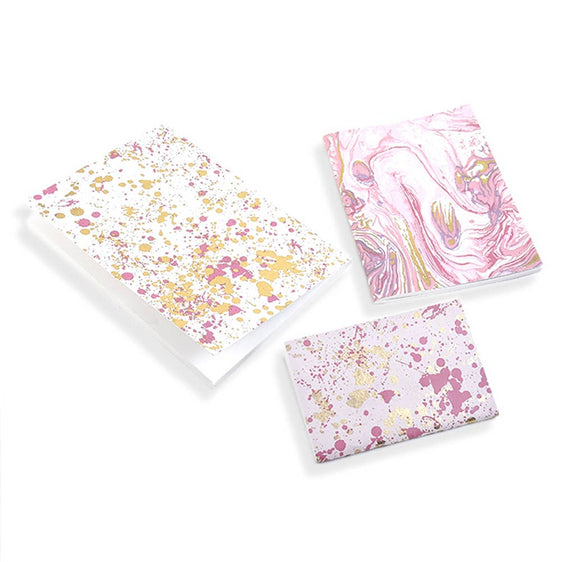 Notebook / Set of 3 Pcs / Pink - Recycled Cotton Paper - Storage and Organization
