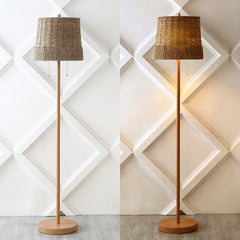 Ocata Light Coastal Bohemian Iron/Rattan LED Floor Lamp with PullChain - Floor Lamps