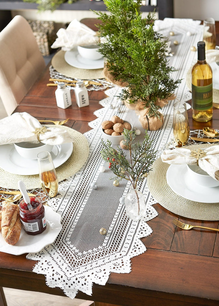 Off White Nordic Lace Table Runner 14x72 - Table Runners