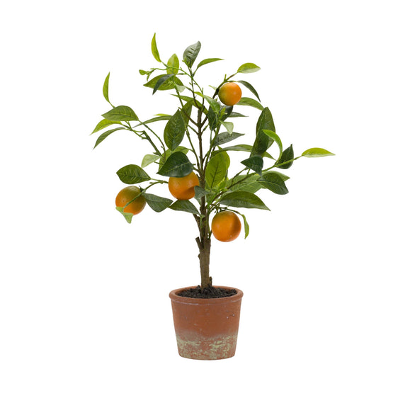 Orange Fruit Silk Tree with Terra Cotta Style Pot 21.5" - Faux Florals
