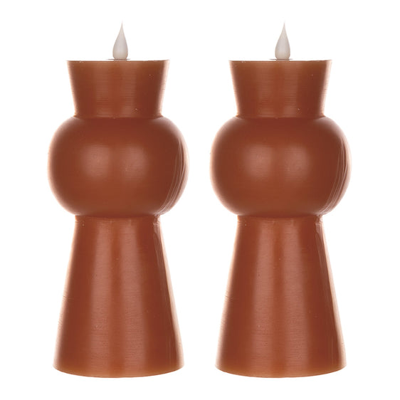 Orange Simplux Designer LED Candle with remote, Set of 2 3.5" x 7.5" - Candles