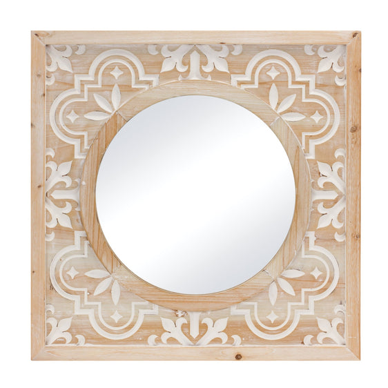 Ornate Carved Wood Wall Mirror 23.25" - Wall Art