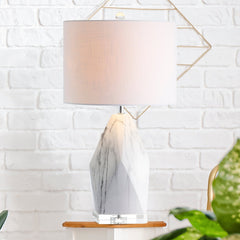Oslo Ceramic Marble/Crystal LED Table Lamp - Table Lamps