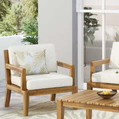 Outdoor Acacia Wood Chair with Cushions - Outdoor Seating