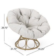Outdoor Papasan Swivel Chair with Water Resistant Cushion - Accent Chairs