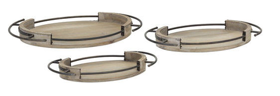 Oval-Wooden-Tray-with-Metal-Handle-Accent-(Set-of-3)-Decor