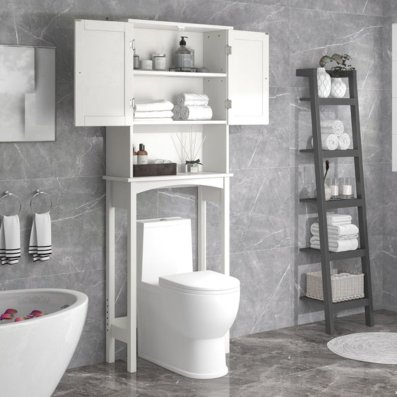 Over The Toilet Bathroom Cabinet with Shelf and Two Doors - Storage and Organization
