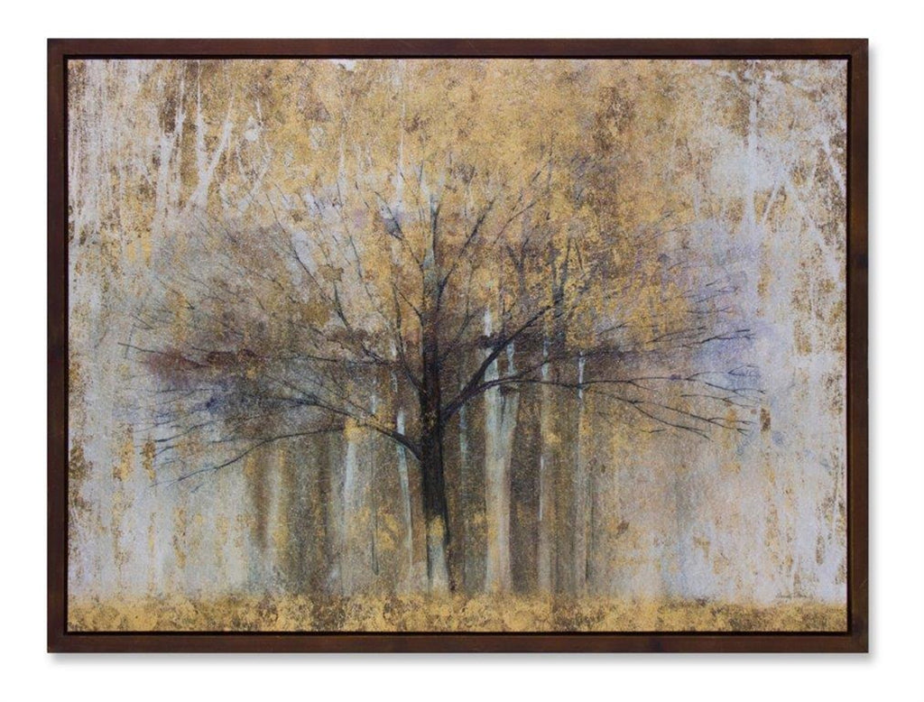 Painted Landscape Canvas Wall Décor with Wood Frame and Gold Finish 31.5" - Wall Art