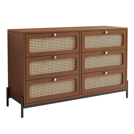 Patterson Cannage Rattan Wood 6 Drawer Storage Cabinet - Dressers