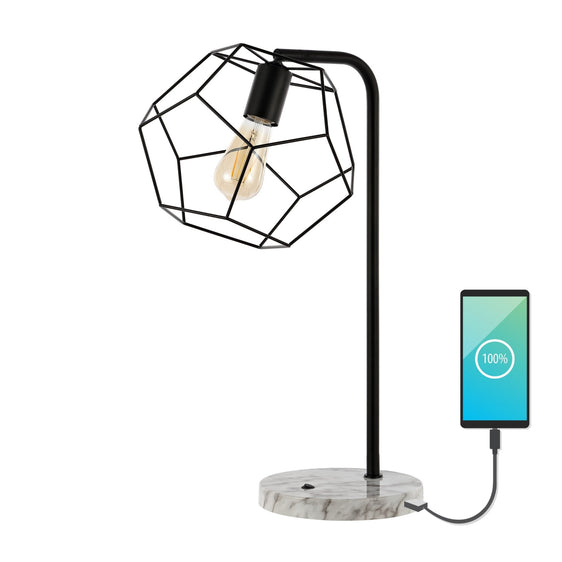 Penta Industrial Farmhouse LED Task Lamp with USB Charging Port - Table Lamps