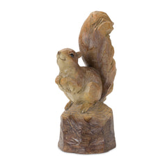 Perched Squirrel on Tree Stump Figurine, Set of 2 - Decor