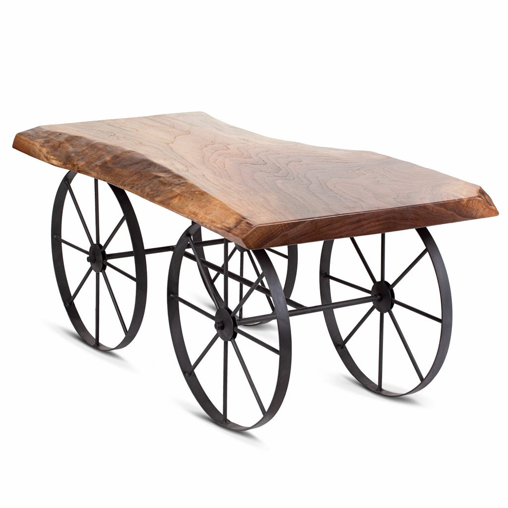 Pier 1 Amish Handmade Live Edge Wagon Wheel Coffee Table - Pier 1