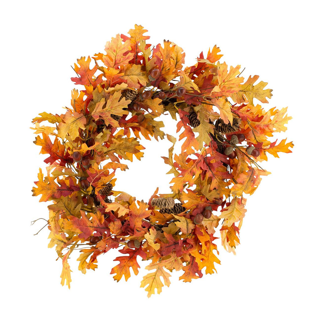 Pier-1-Autumn-Fall-Oak-Leaf-Wreath-With-Natural-Cones-And-Acorns-Home