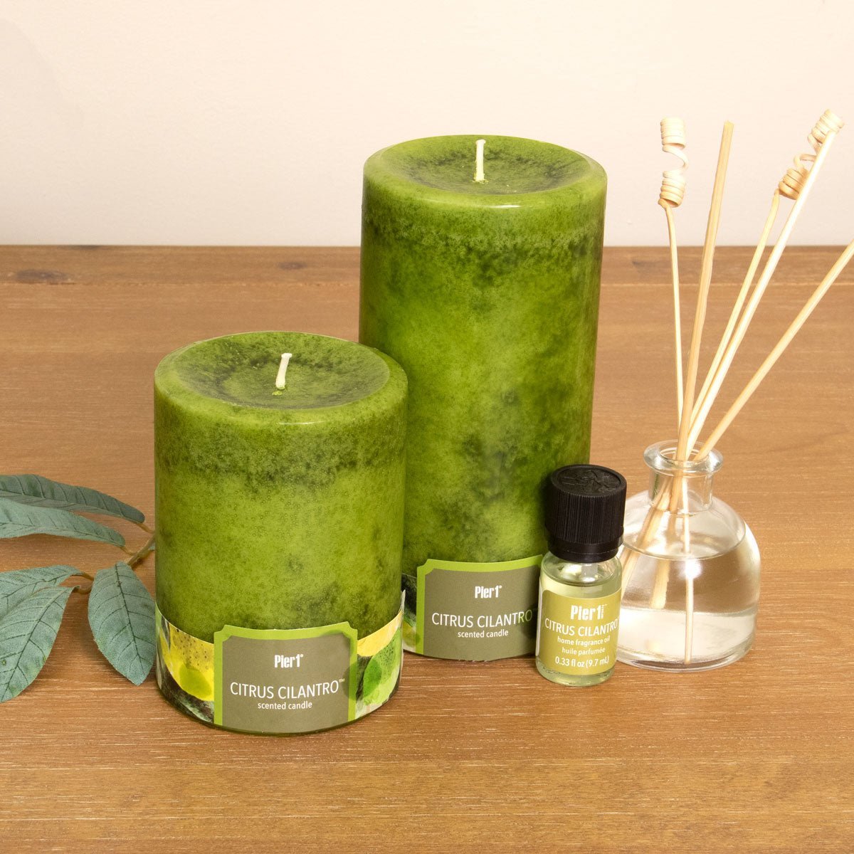 Pier 1 Citrus Cilantro® Mottled 3x4 Pillar Candle - Pillar Candles