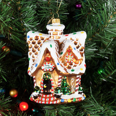 Pier-1-Gingerbread-House-with-Pointed-Roof-Glass-Christmas-Ornament-Ornaments