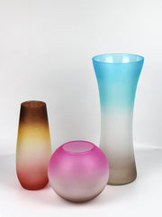 Pier 1 Handpainted Ombre Round Fuchsia Glass Vase - Vases