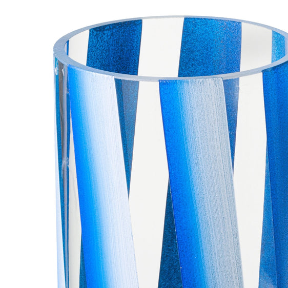 Pier 1 Handpainted Stripe Blue Glass Vase - Vases