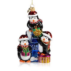Pier 1 Penguins at the Mailbox Glass Christmas Ornament - Ornaments