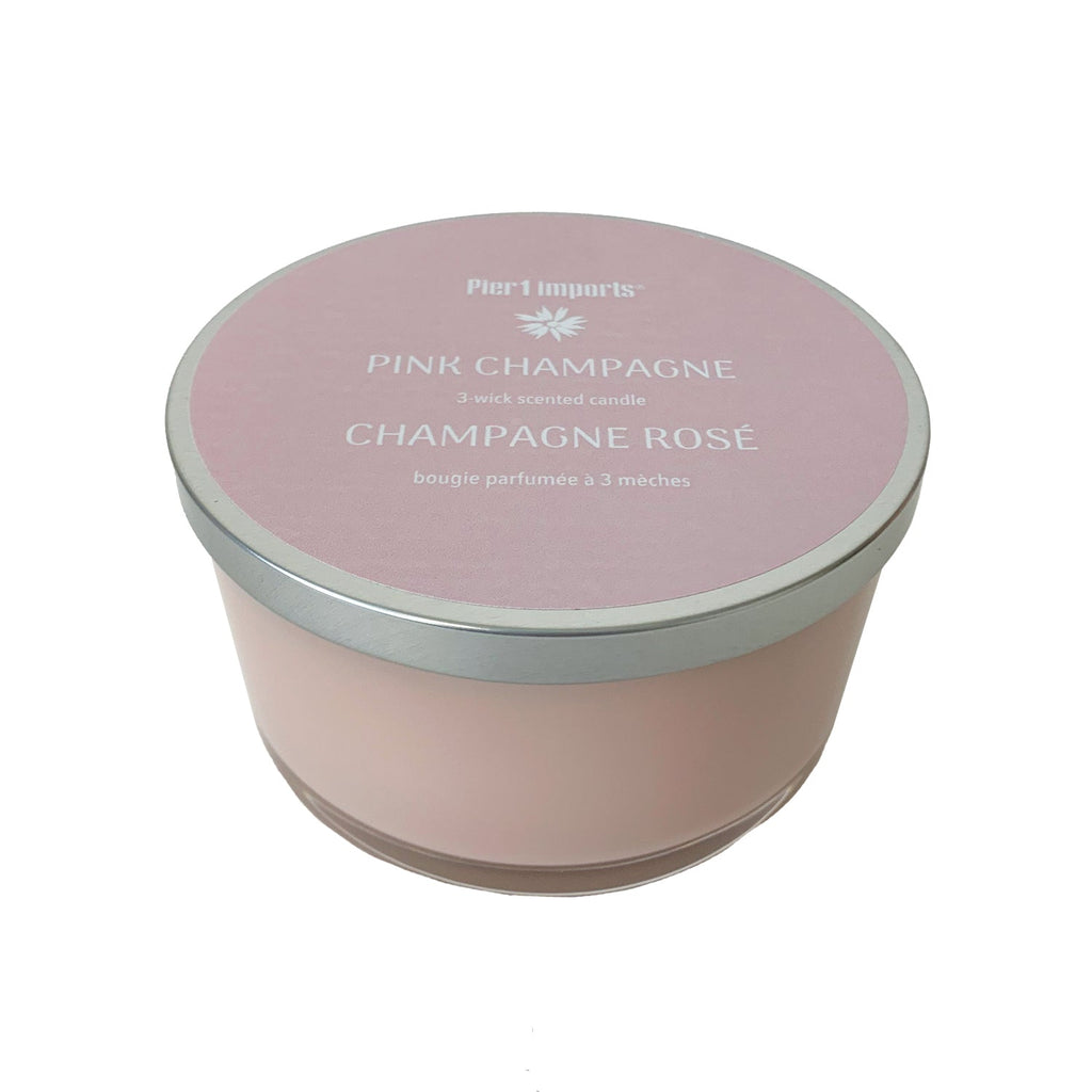 Pier 1 Pink Champagne Filled 3-Wick Candle 14oz - 3-Wick Candles