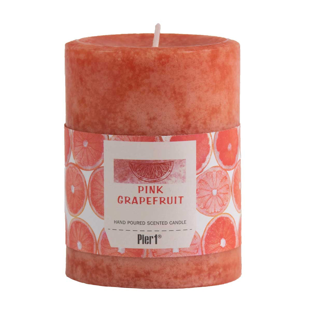 Pier 1 Pink Grapefruit 3x4 Mottled Pillar Candle - Pillar Candles