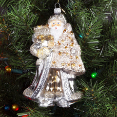 Pier-1-Silver-Santa-with-Christmas-Tree-and-Presents-Glass-Christmas-Ornament-Ornaments